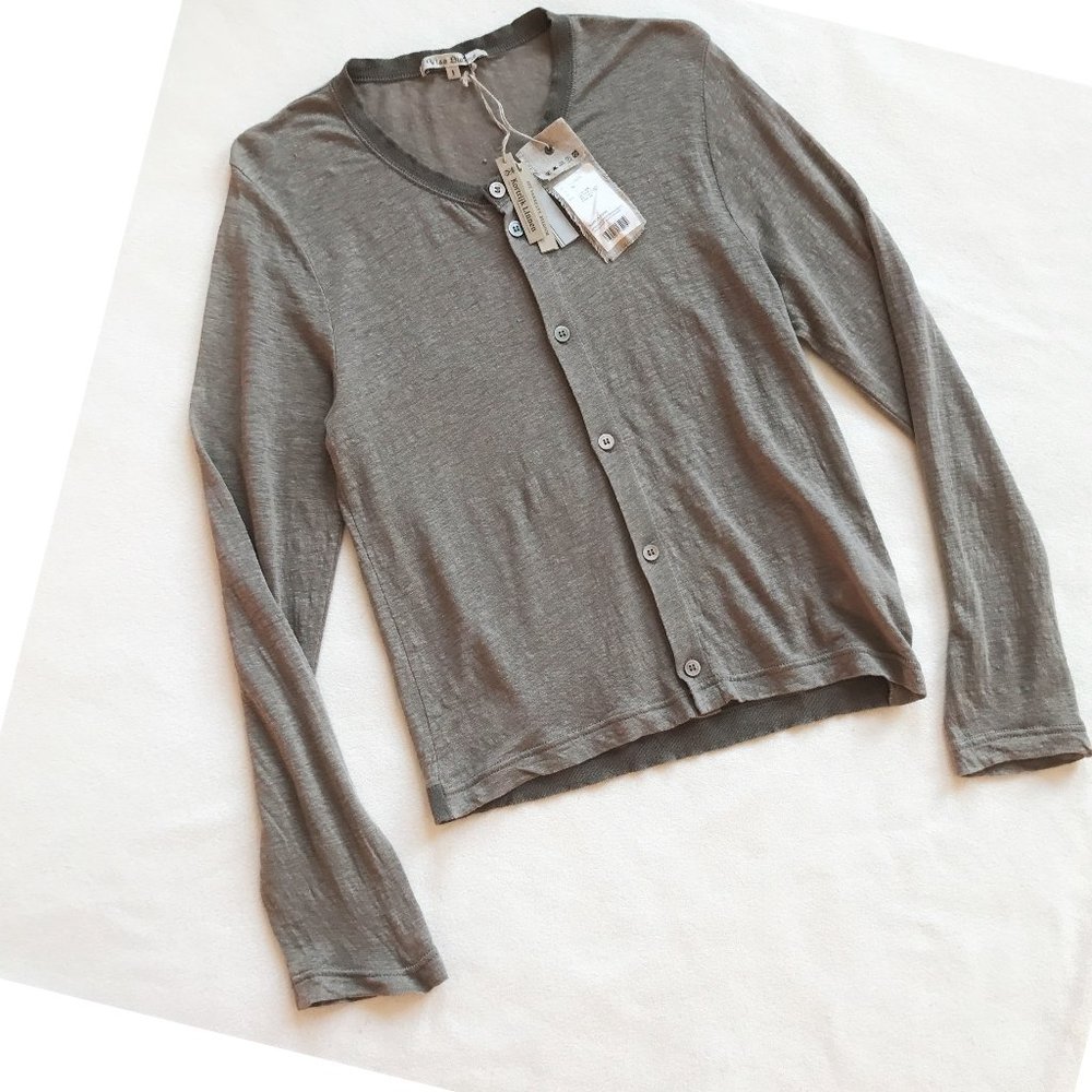 NWT Vlas Blomme Linen Cardigan Knit Sweater Top 1